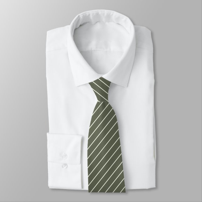 Four Leaf Clover Green with Ivory White Pinstripes Tie (Tied)