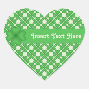 Four leaf Clover Hearts pattern Customisable Heart Sticker