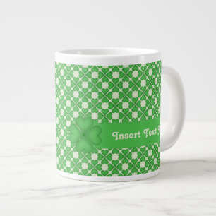 Four leaf Clover Hearts pattern Customisable Large Coffee Mug