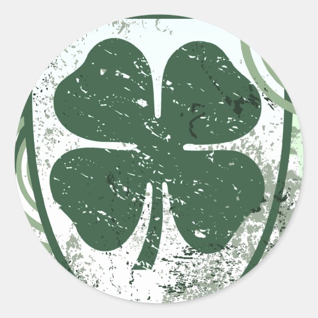 four leaf clover : hi-fi : classic round sticker (Front)