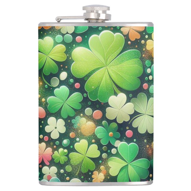 Four Leaf Clover Hip Flask (Front)