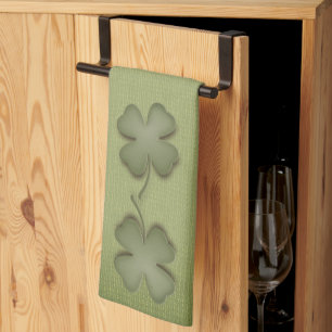 Four Leaf Clover Irish Green Design Tea Towel