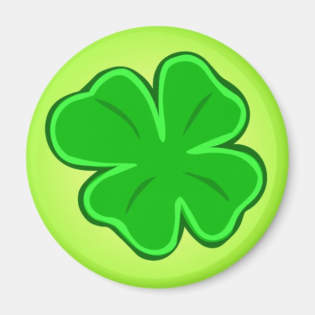 Four Leaf Clover Irish Green Lucky Shamrock Magnet (Front)