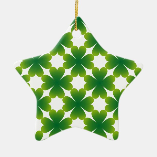 Four Leaf Clover Irish Shamrock Custom Gift Item Ceramic Tree Decoration (Front)