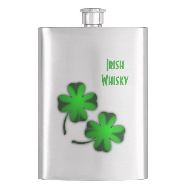 Four Leaf Clover Irish Whisky Hip Flask (Front)