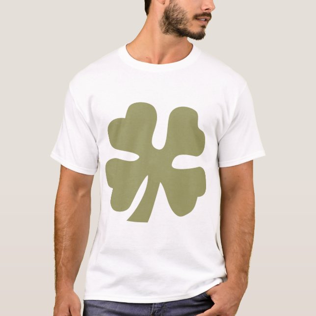 Four Leaf Clover - Khaki T-Shirt (Front)