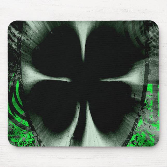 four leaf clover. light burst. mouse pad (Front)