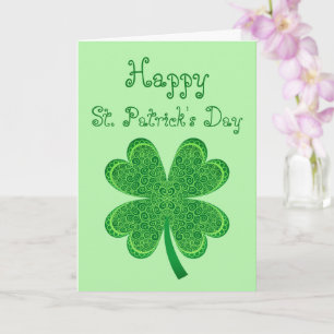 Four Leaf Clover Lucky St Patrick's Day Shamrock Card