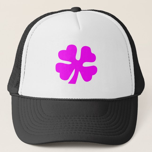 Four Leaf Clover - Magenta Trucker Hat (Front)