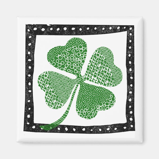Four Leaf Clover Magnet - Lucky Fun (Front)
