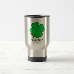 Four Leaf Clover; metal-look Travel Mug