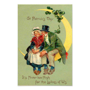 Four Leaf Clover Moon Leprechaun Shamrock Photo Print