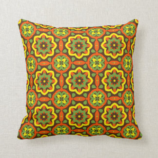 Four Leaf Clover Orange Green Yellow Brown Cushion