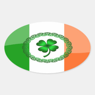 Four Leaf Clover Oval Sticker