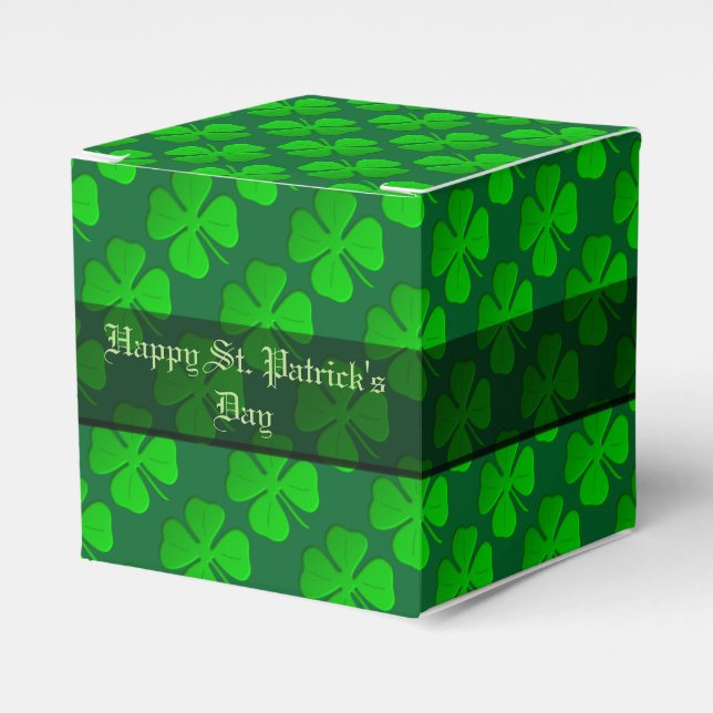Four Leaf Clover Pattern Cube Favour Box (Front Side)