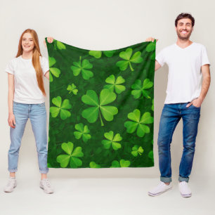 Four Leaf Clover Pattern Fleece Blanket