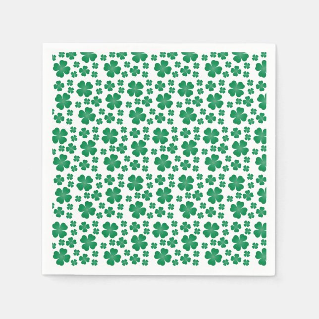 Four Leaf Clover Pattern Green Napkin (Front)