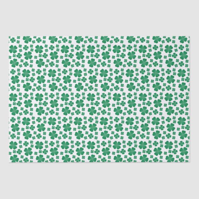 Four Leaf Clover Pattern Green Tissue Paper (Front)