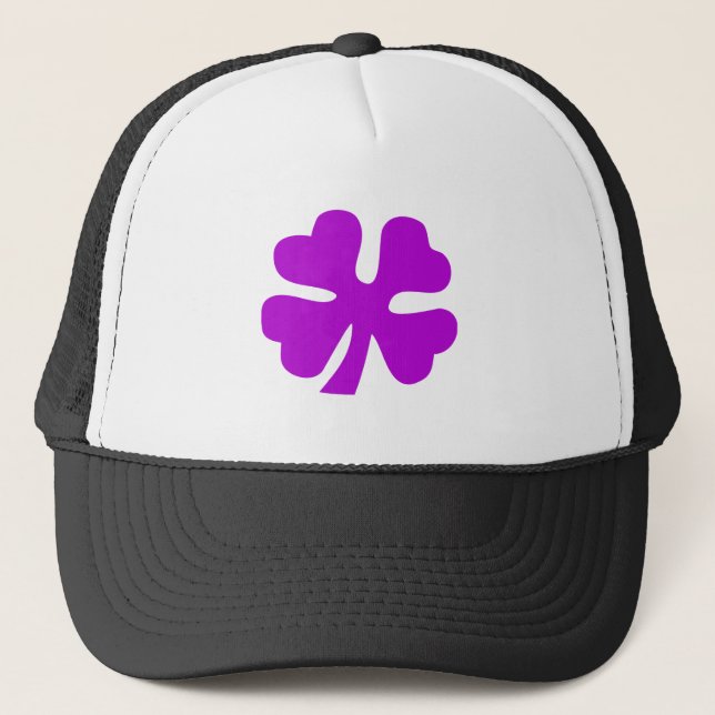 Four Leaf Clover - Purple Trucker Hat (Front)