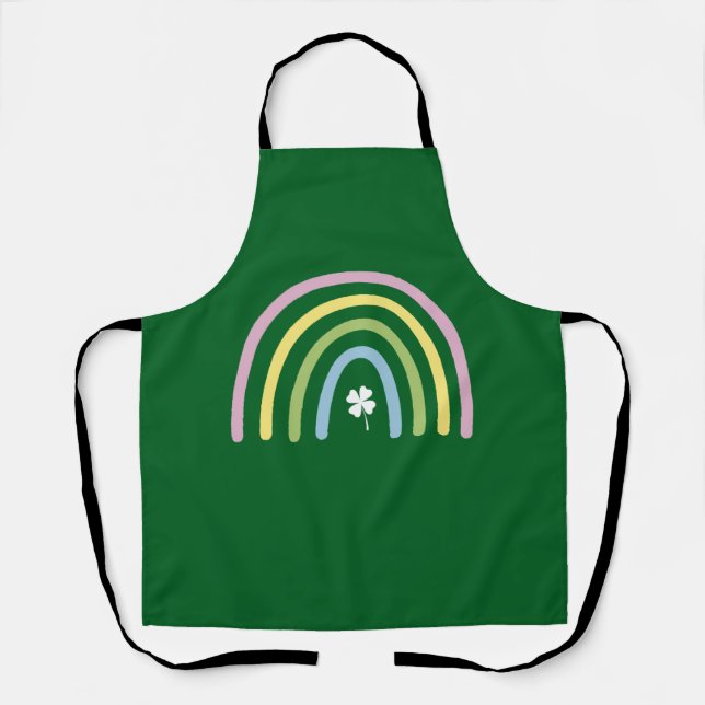 Four Leaf Clover Rainbow St Patrick's Day  Apron (Front)