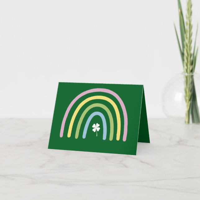 Four Leaf Clover Rainbow St Patrick's Day  Card (Front)