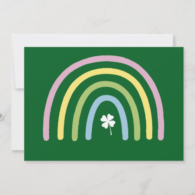 Four Leaf Clover Rainbow St Patrick's Day  Invitation (Front)