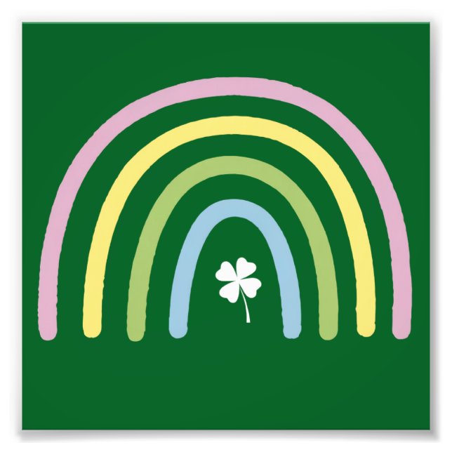 Four Leaf Clover Rainbow St Patrick's Day  Photo Print (Front)