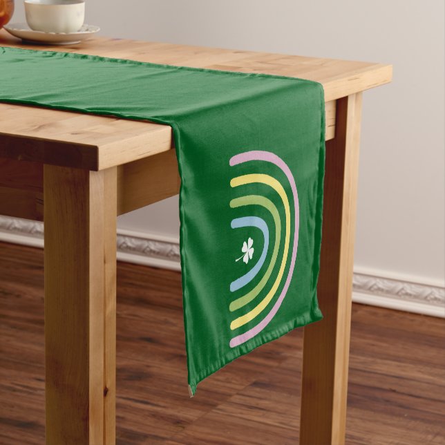 Four Leaf Clover Rainbow St Patrick's Day  Short Table Runner (In Situ)