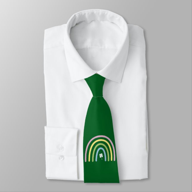 Four Leaf Clover Rainbow St Patrick's Day  Tie (Tied)