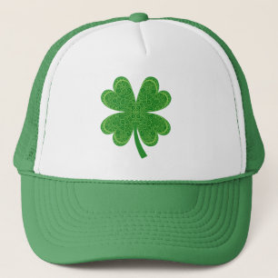 Four Leaf Clover Saint Patrick's Day Green Trucker Hat
