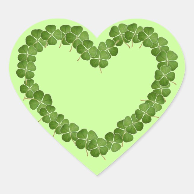 Four Leaf Clover Shamrock Heart Sticker (Front)
