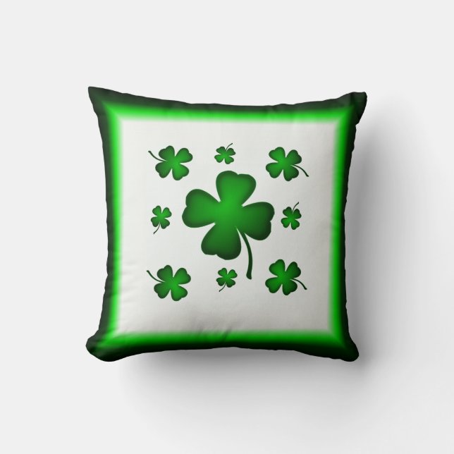 Four Leaf Clover Shamrock Mojo Pillow (Front)