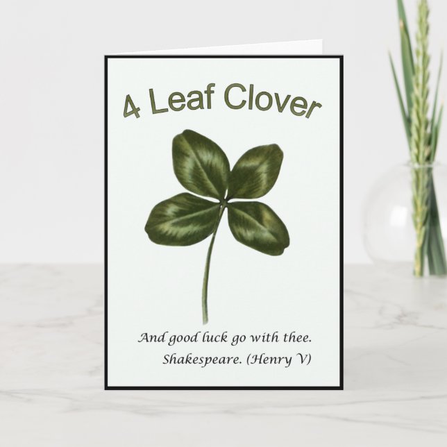 Four Leaf Clover ~ Shamrock ~William Shakespeare ~ Card (Front)