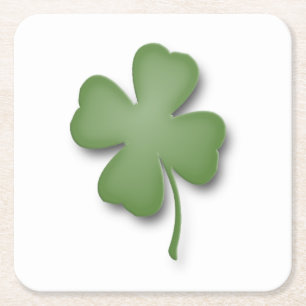 Four Leaf Clover Square Paper Coaster