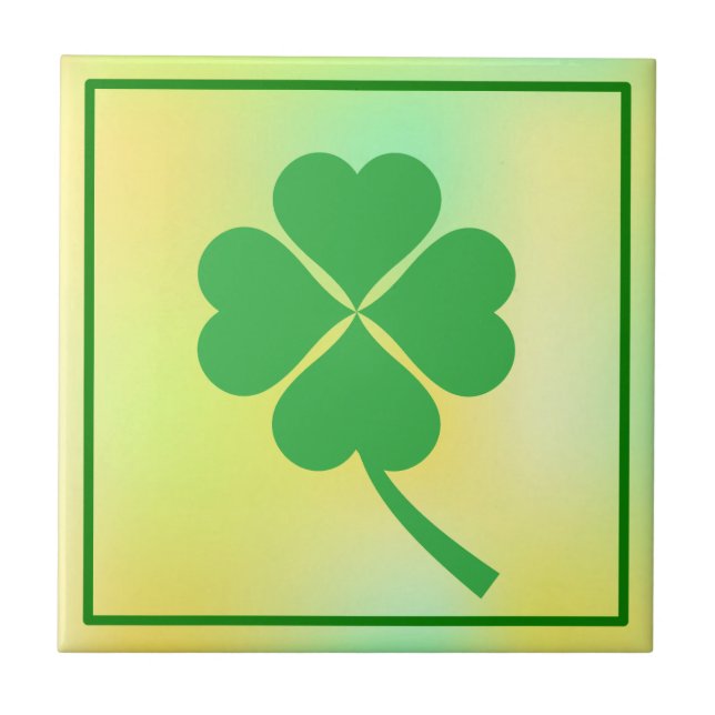 Four Leaf Clover St. Patrick's Day Design-87906 Tile (Front)