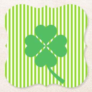 Four Leaf Clover St. Patrick's Day Design Paper Coaster