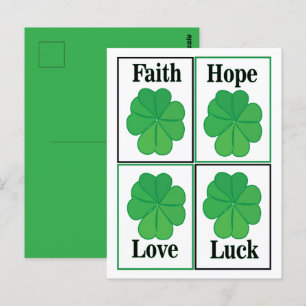 Four Leaf Clover St Patricks Day Four Leaf Clover Postcard