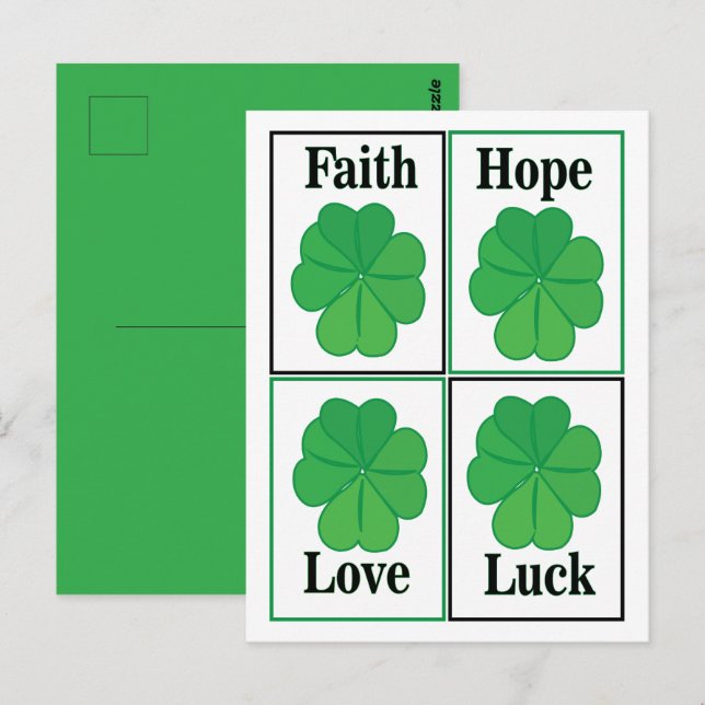 Four Leaf Clover St Patricks Day Four Leaf Clover Postcard (Front/Back)