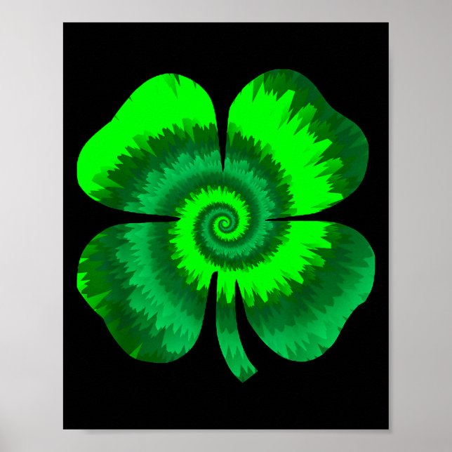 Four Leaf Clover Tie Dye St Patrick's Day Lucky Sh Poster (Front)