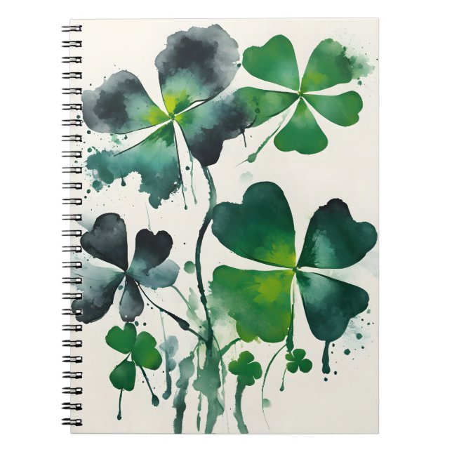 Four-leaf clover - Watercolor flowers Notebook (Front)