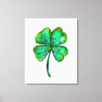 four leaf clover watercolor poster