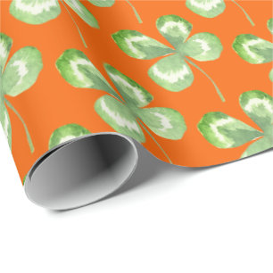 Four Leaf Clover Watercolor Wrapping Paper