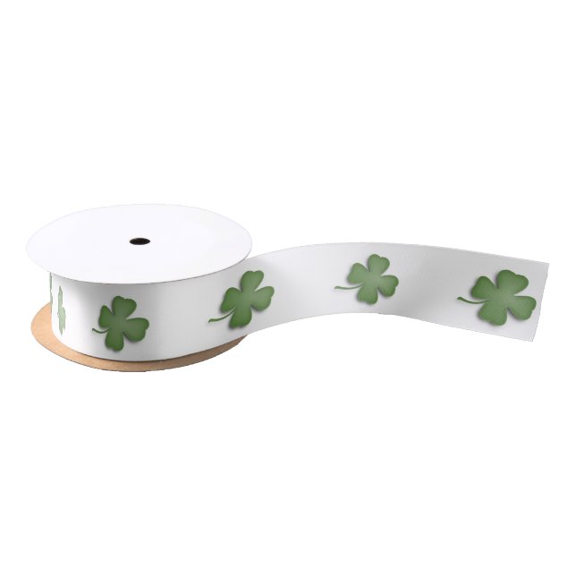 Four Leaf Clover White Satin Ribbon (Spool)