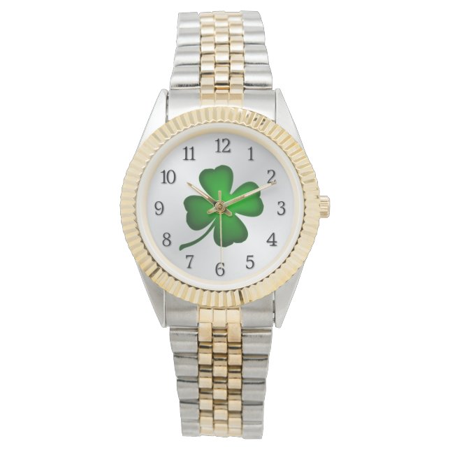 Four Leaf Clover with Black Numbers Watch (Front)