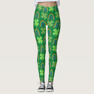 Four Leaf Clover with Rainbows Pattern Leggings