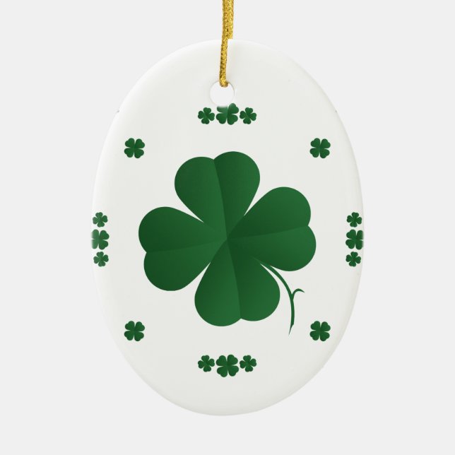 Four Leaf Clovers Ceramic Tree Decoration (Front)