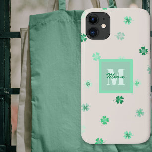 Four Leaf Clovers scattered on cement white Case-Mate iPhone Case