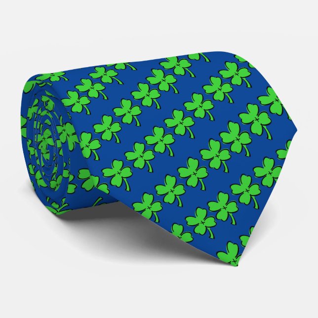 Four Leaf Clovers St. Patrick's Day Lucky Tie (Rolled)