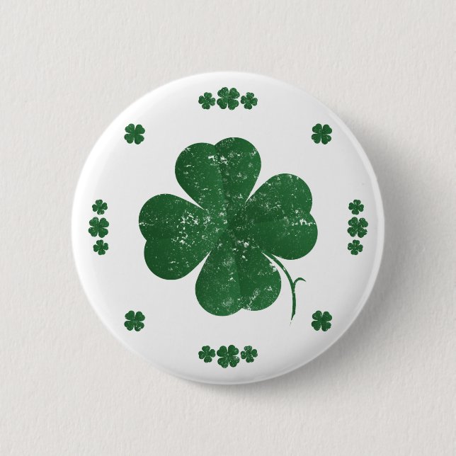 Four Leaf Clovers - vintage style 6 Cm Round Badge (Front)