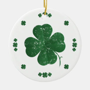 Four Leaf Clovers - vintage style Ceramic Tree Decoration